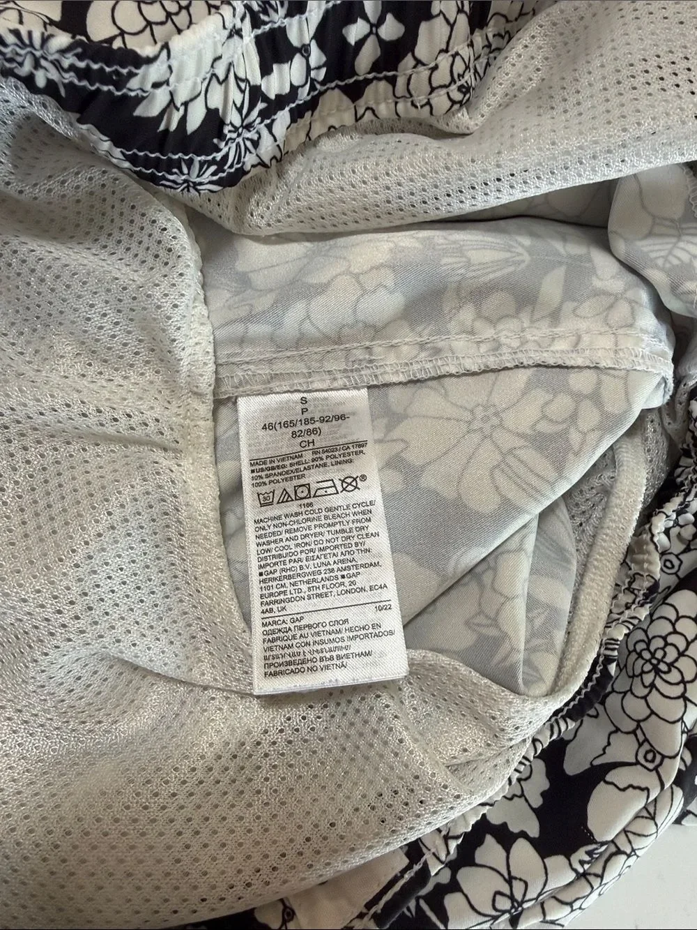 Men's Black & White Floral Swim Trunks